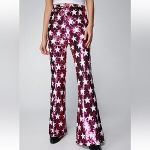 Star Sequin Flare Pants